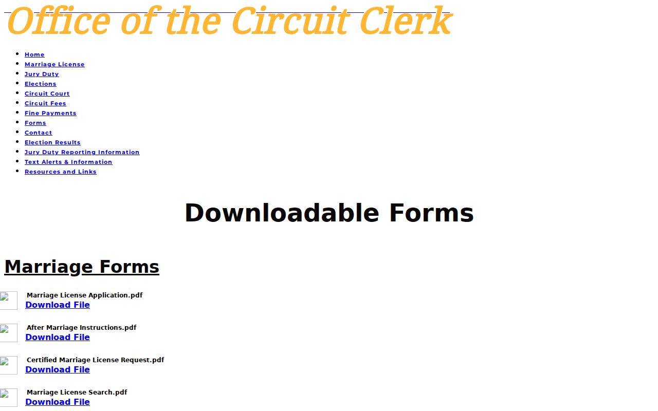 Stone County court case records Circuit Clerk forms page