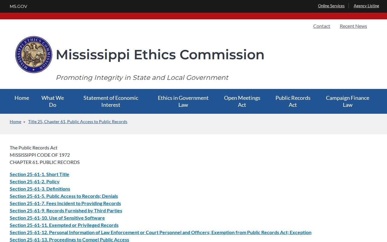 Stone County court case records Mississippi Public Records Act source page