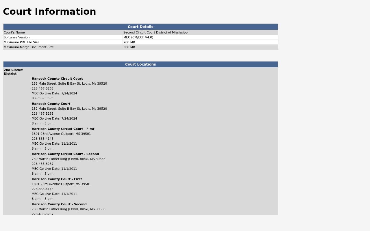 Stone County criminal docket Second Circuit MEC court information